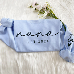 Lofaris Personalized Embossed Nana Est Grandkids Sweatshirt