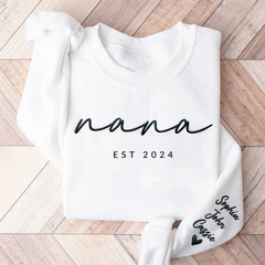 Lofaris Personalized Embossed Nana Est Grandkids Sweatshirt