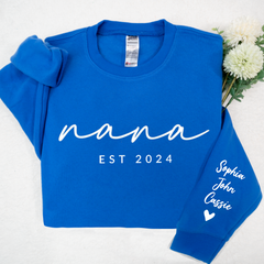 Lofaris Personalized Embossed Nana Est Grandkids Sweatshirt