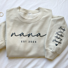 Lofaris Personalized Embossed Nana Est Grandkids Sweatshirt