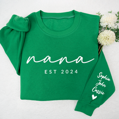 Lofaris Personalized Embossed Nana Est Grandkids Sweatshirt