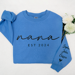 Lofaris Personalized Embossed Nana Est Grandkids Sweatshirt