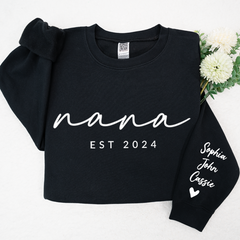 Lofaris Personalized Embossed Nana Est Grandkids Sweatshirt