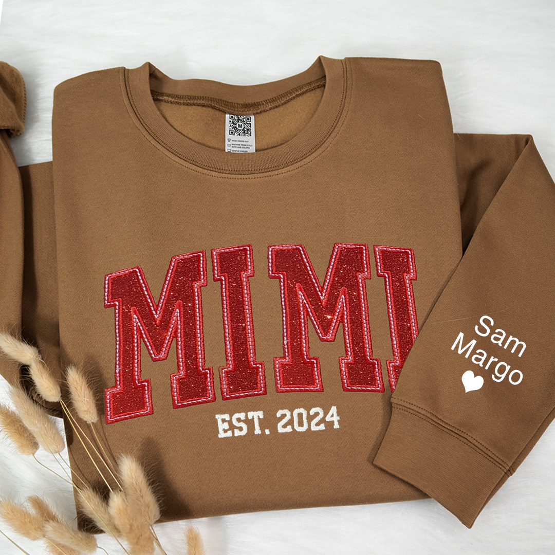 Lofaris Personalized Embroidery red Mimi Est Sweatshirt