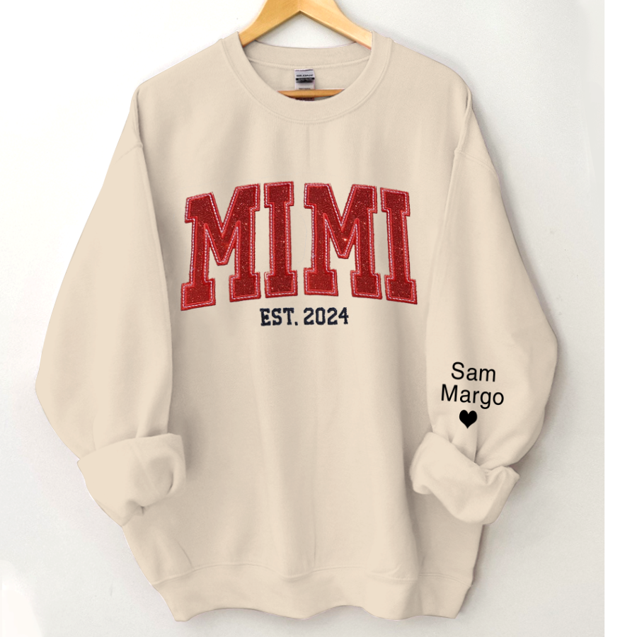 Lofaris Personalized Embroidery red Mimi Est Sweatshirt