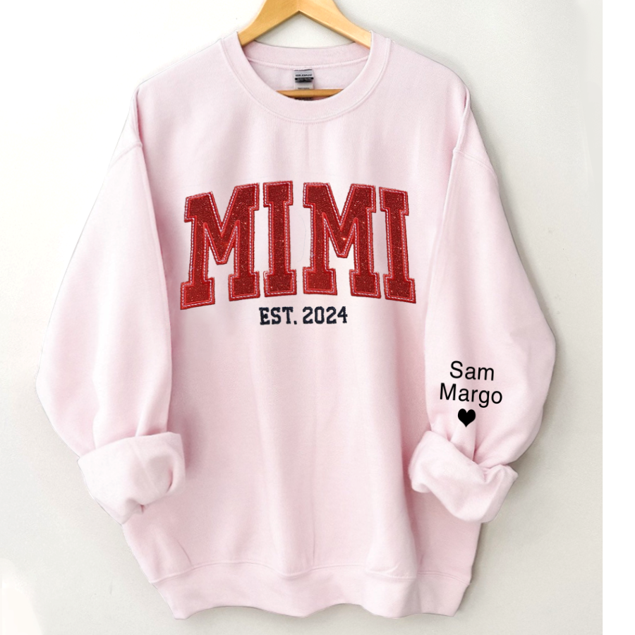Lofaris Personalized Embroidery red Mimi Est Sweatshirt