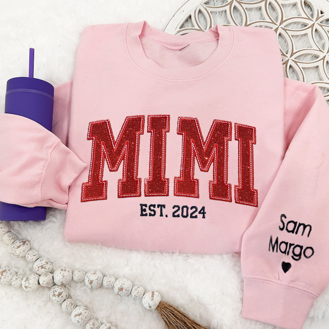 Lofaris Personalized Embroidery red Mimi Est Sweatshirt