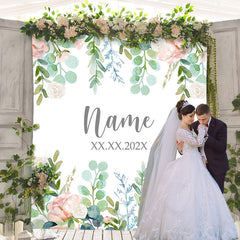 Lofaris Personalized Eucalyptus Floral Wedding Backdrop