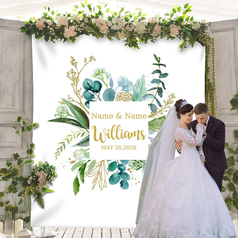 Lofaris Personalized Eucalyptus Wedding Backdrop