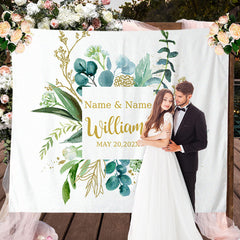 Lofaris Personalized Eucalyptus Wedding Backdrop
