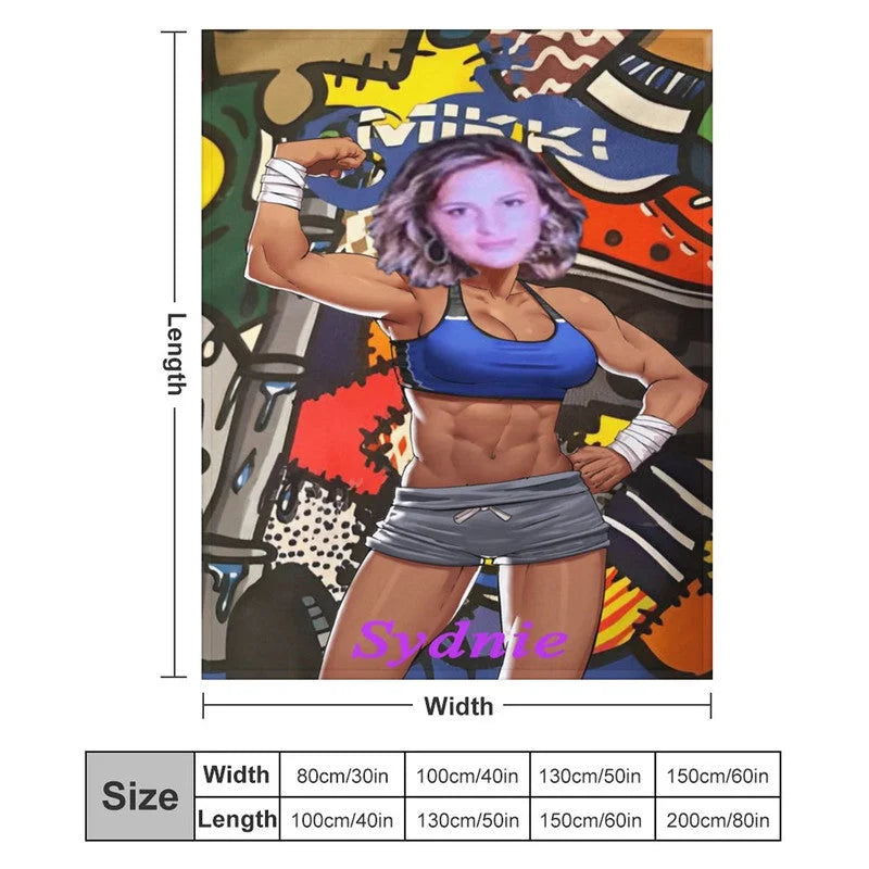 Lofaris Personalized Face Power Body Building Woman Blanket