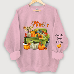 Lofaris Personalized Fall Season Green Truck Mimi And Grandkids Autumn Sweatshirt