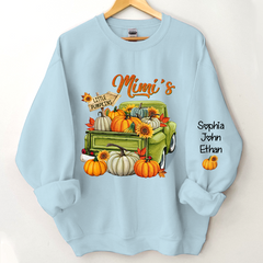 Lofaris Personalized Fall Season Green Truck Mimi And Grandkids Autumn Sweatshirt