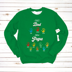 Lofaris Personalized First Dad Now Papa Hand Kids Sweatshirt
