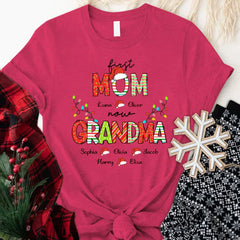 Lofaris Personalized First Mom And Grandma Christmas T-Shirt