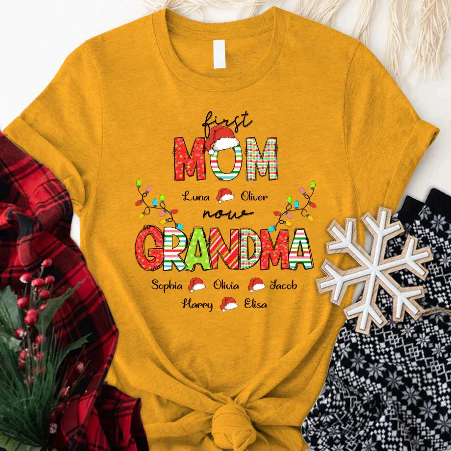 Lofaris Personalized First Mom And Grandma Christmas T-Shirt