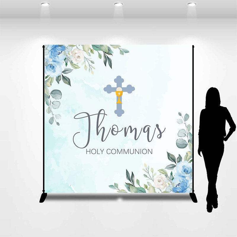 Lofaris Holy Communion Floral Boys Custom Baptism Backdrop