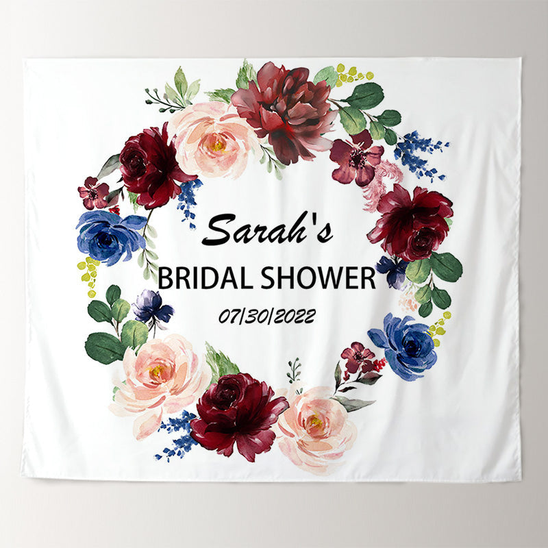 Lofaris Personalized Floral Bridal Shower Backdrop Banner