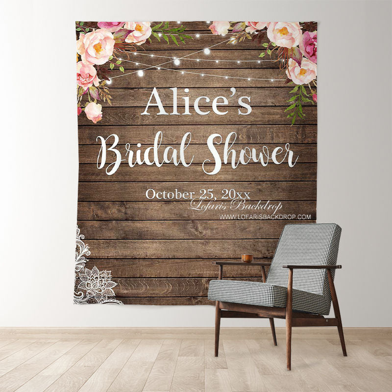 Lofaris Personalized Floral Bridal Shower Party Backdrop