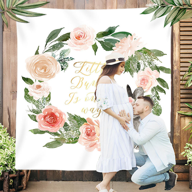 Lofaris Personalized Floral Bunny Party Backdrop For Baby Shower