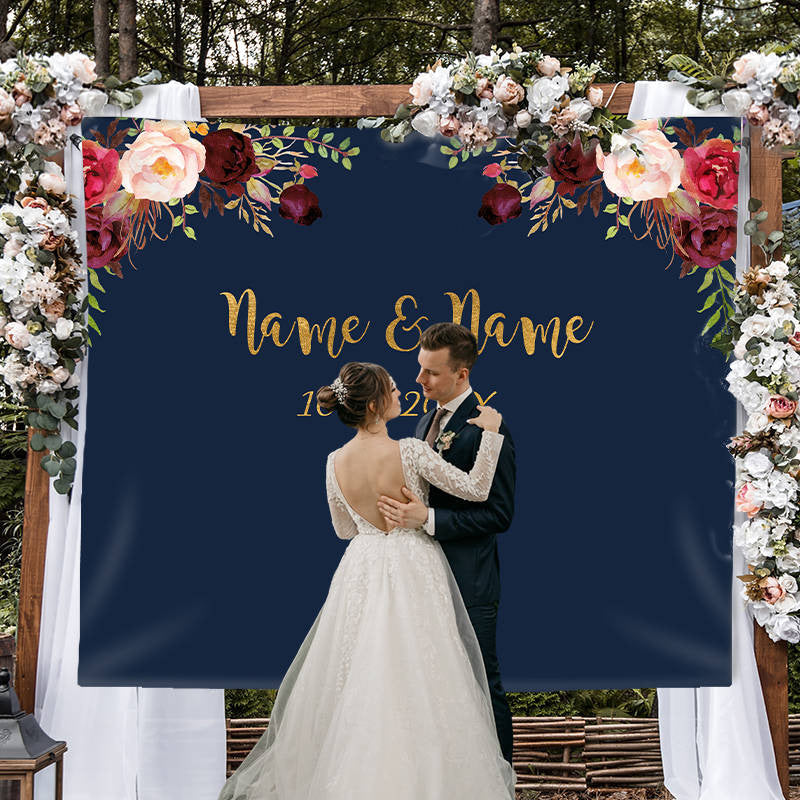 Lofaris Personalized Floral Engagement Backdrop for Party