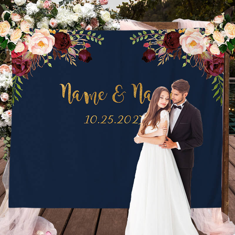 Lofaris Personalized Floral Engagement Backdrop for Party