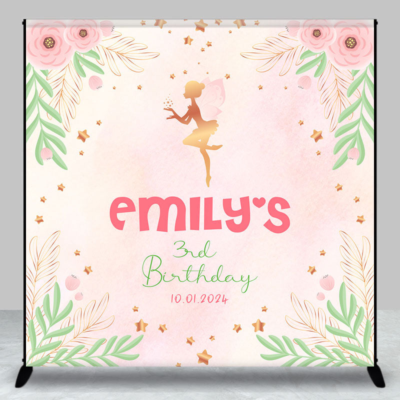 Lofaris Personalized Floral Fairy Star 3rd Birthday Backdrop