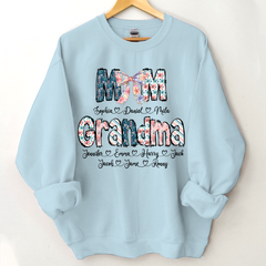 Lofaris Personalized Floral Mom Grandma Love Gift Sweatshirt