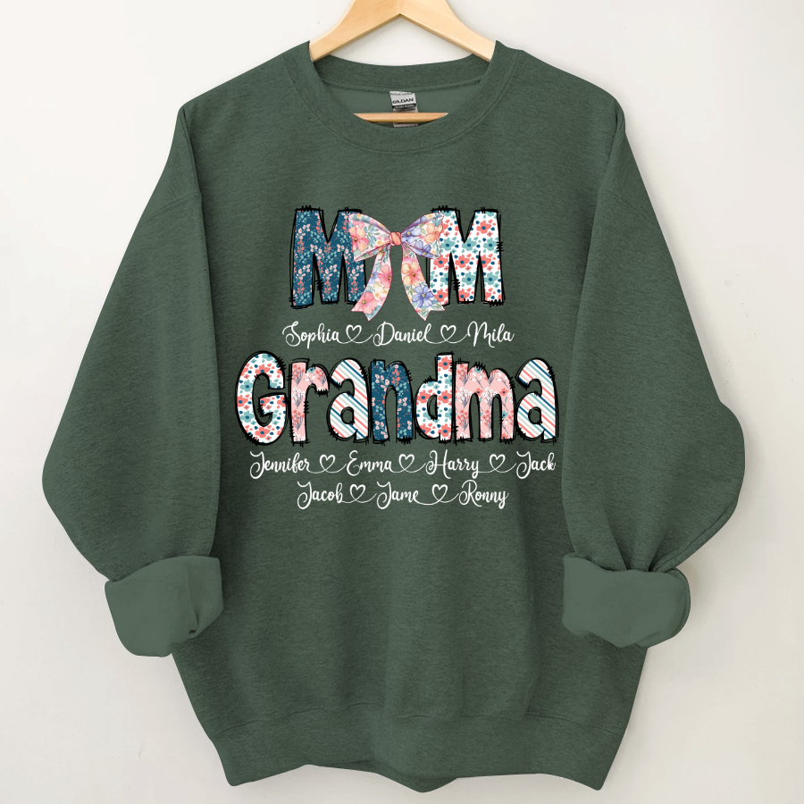 Lofaris Personalized Floral Mom Grandma Love Gift Sweatshirt