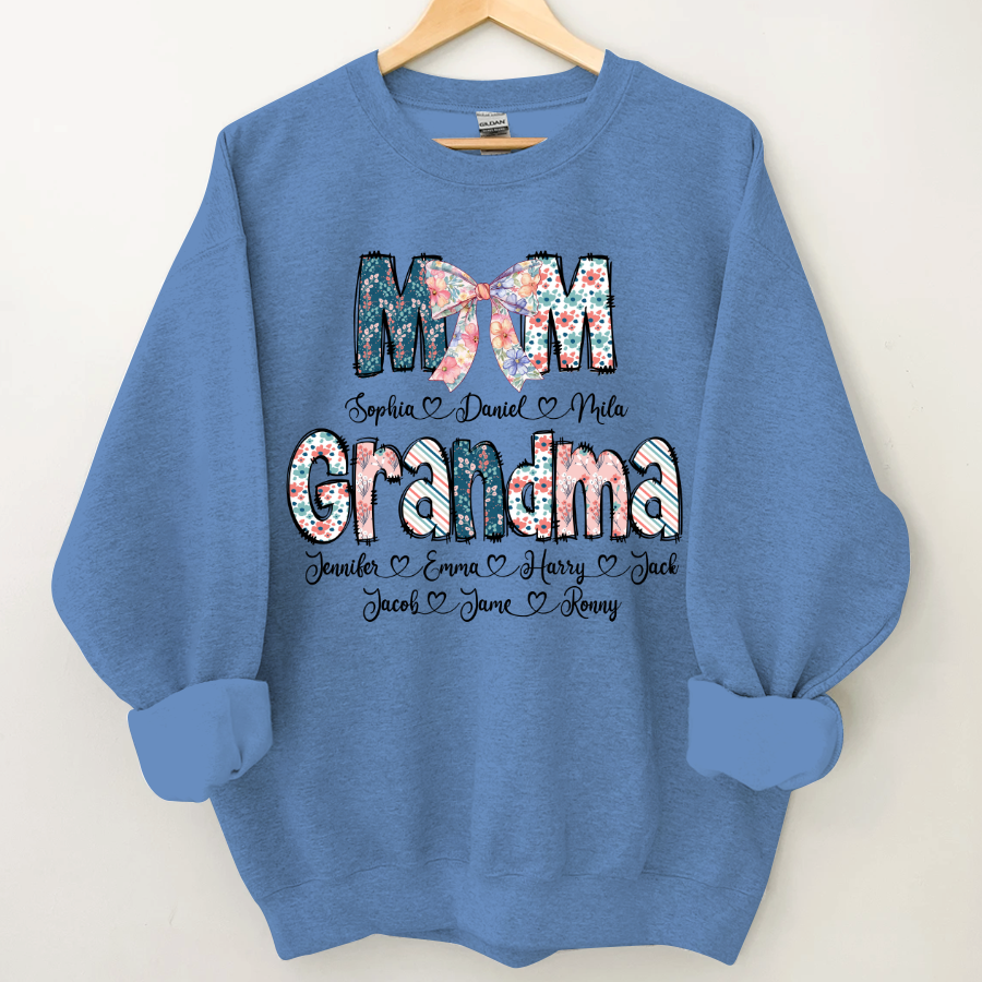 Lofaris Personalized Floral Mom Grandma Love Gift Sweatshirt