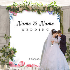 Lofaris Personalized Floral Photo Booth Wedding Backdrop