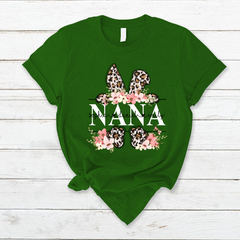 Lofaris Personalized Flower Leopard Bunny Nana Easter T-Shirt