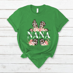 Lofaris Personalized Flower Leopard Bunny Nana Easter T-Shirt