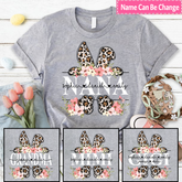 Lofaris Personalized Flower Leopard Bunny Nana Easter T-Shirt
