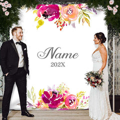 Lofaris Personalized Flower Photo Wedding Backdrop