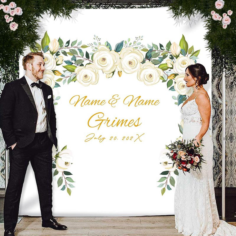 Lofaris Personalized Flower Photo Booth Wedding Backdrop