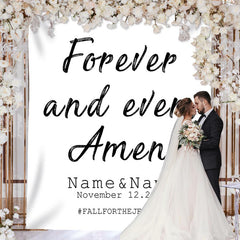 Lofaris Personalized Forever and Ever Wedding Tapestry Backdrop