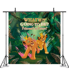 Lofaris Personalized Forest Lion Gender Reveal Backdrop