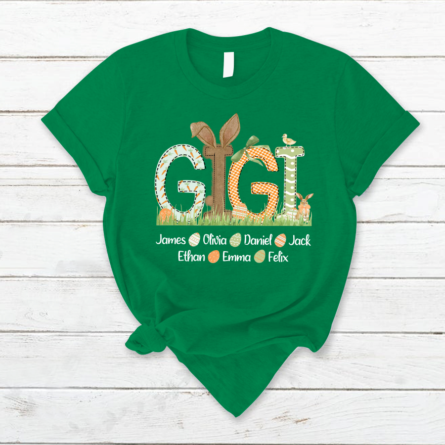 Lofaris Personalized Gigi And Kids Eggs Easter T-Shirt