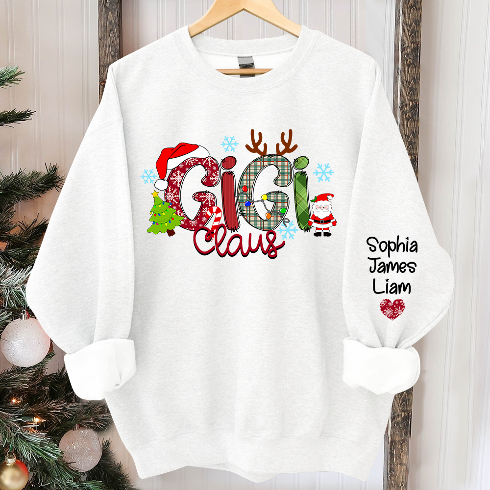 Lofaris Personalized Gigi Claus Grandkid Christmas Sweatshirt