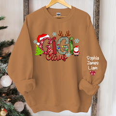 Lofaris Personalized Gigi Claus Grandkid Christmas Sweatshirt