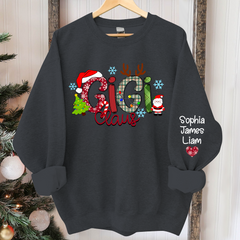Lofaris Personalized Gigi Claus Grandkid Christmas Sweatshirt