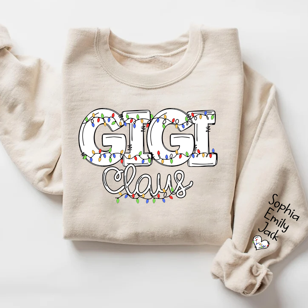 Lofaris Personalized Gigi Claus Light Christmas Sweatshirt