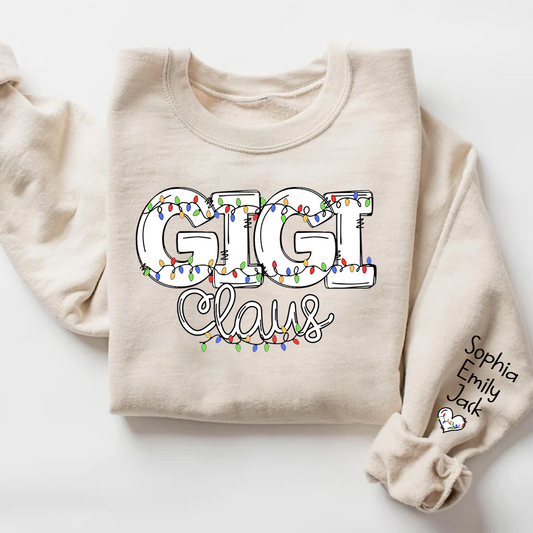 Lofaris Personalized Gigi Claus Light Christmas Sweatshirt
