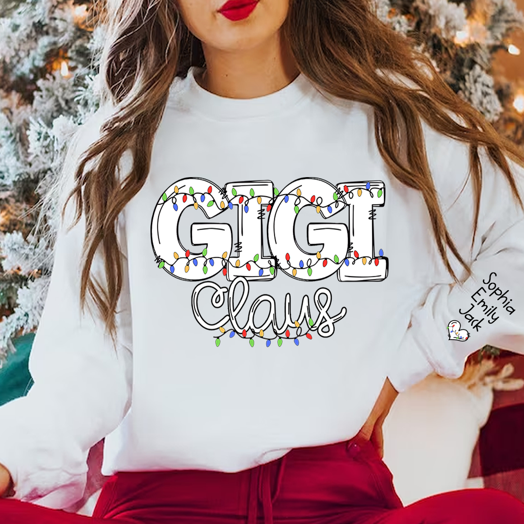 Lofaris Personalized Gigi Claus Light Christmas Sweatshirt