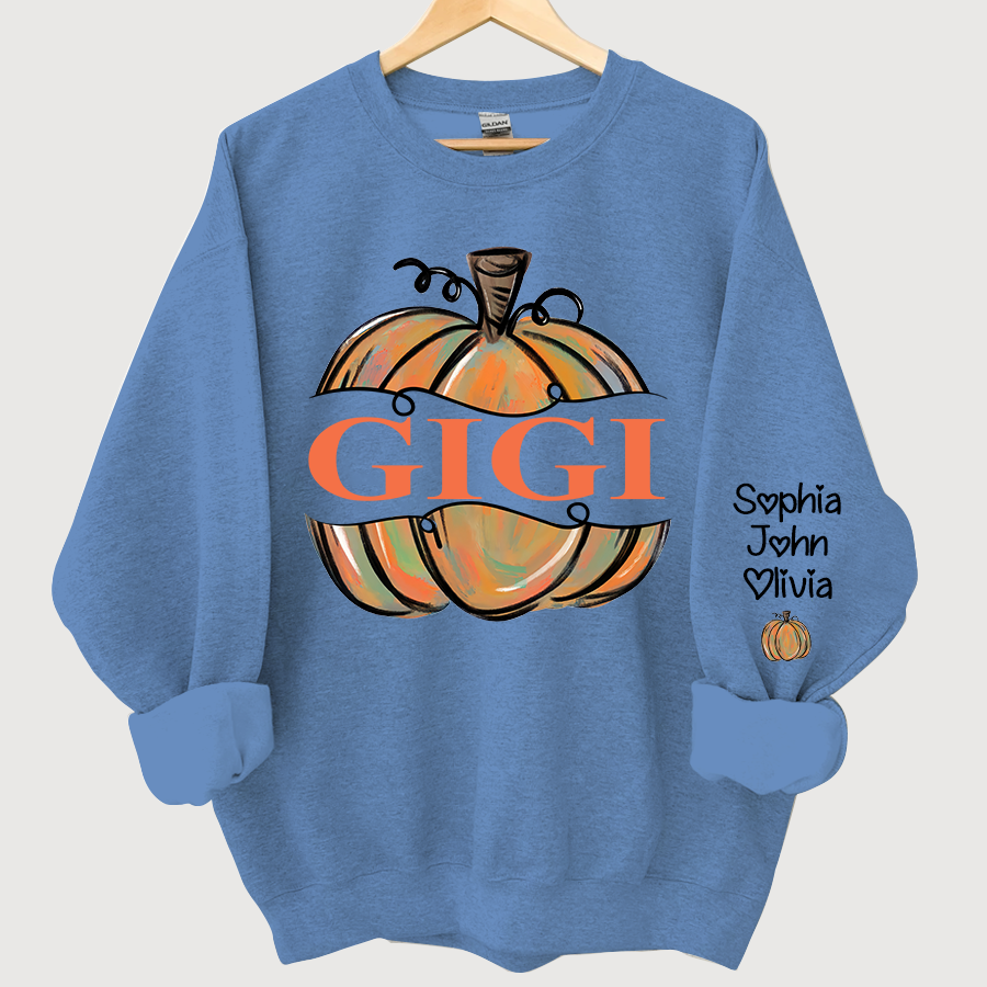 Lofaris Personalized Gigi Pumpkins Painted Autumn Sweatshirt