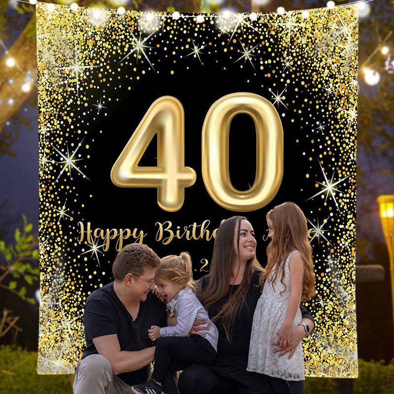 Lofaris Personalized Glitter Gold Sparkle Birthday Banner