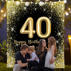 Lofaris Personalized Glitter Gold Sparkle Birthday Banner