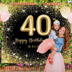 Lofaris Personalized Glitter Gold Sparkle Birthday Banner