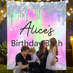 Lofaris Personalized Glitter Rainbow Bokeh Birthday Backdrop